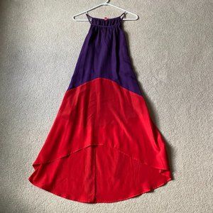 Eight Sixty Sz S Asymmetrical Hem High Low Red & Purple Colorblock Halter Dress